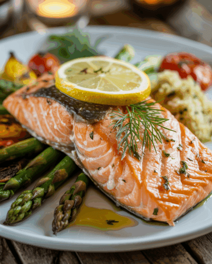 Grilled Salmon and grilled vegetables