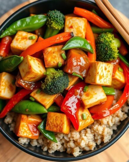 Ginger Sesame Tofu stir fry dish