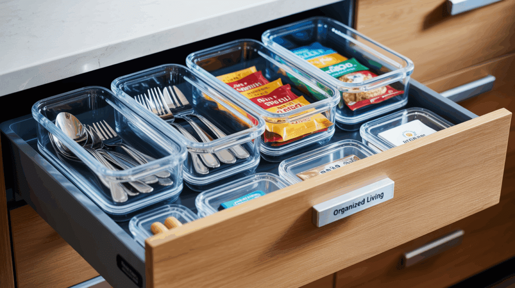Clear drawer bins