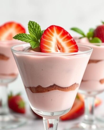 Keto strawberry cheesecake in a glass