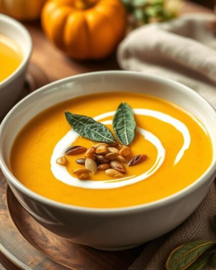 A bowl of pumpkin soup