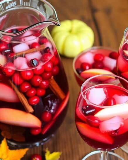 A pitcher of Sangria with glasses