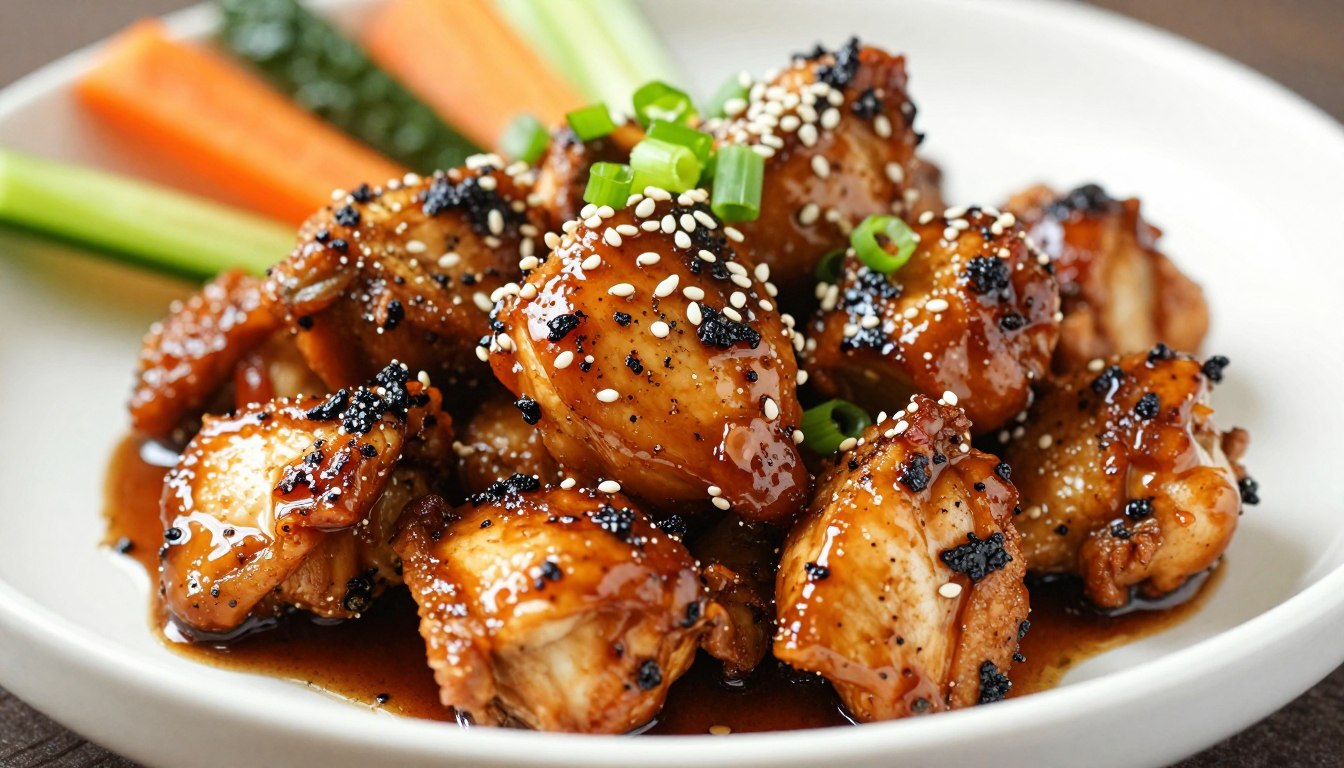 Honey Black Pepper Chicken with caramelized edges and vibrant vegetables