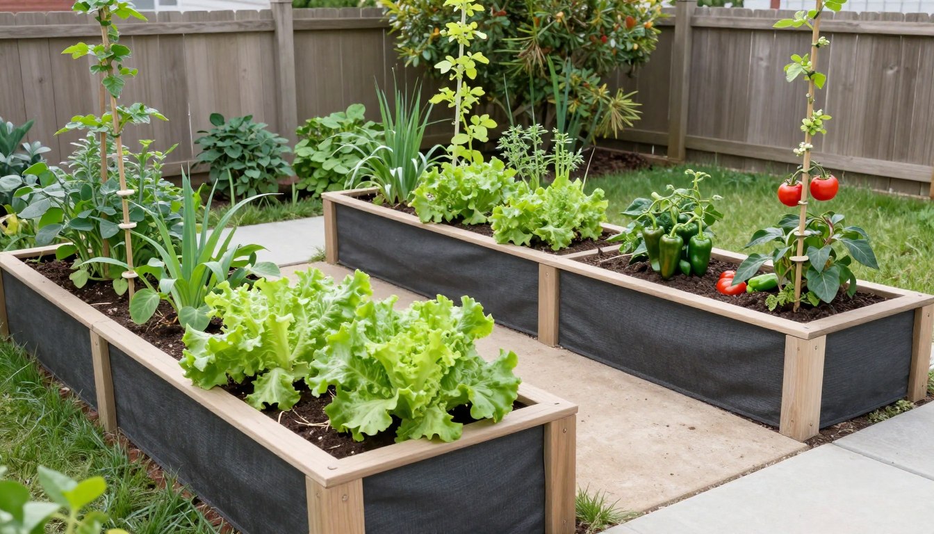 Growing food in a small garden with raised beds and containers