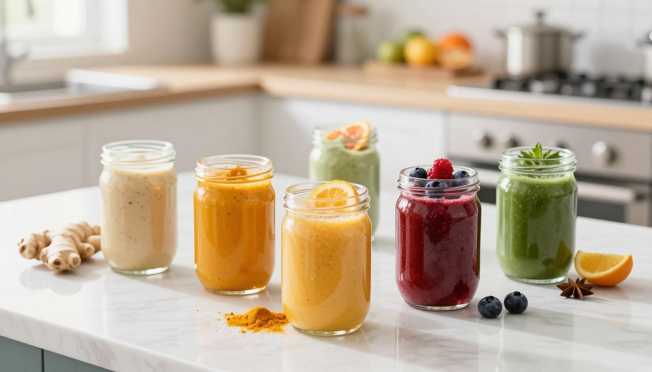 anti-inflammatory immune-boosting wellness shots in small jars